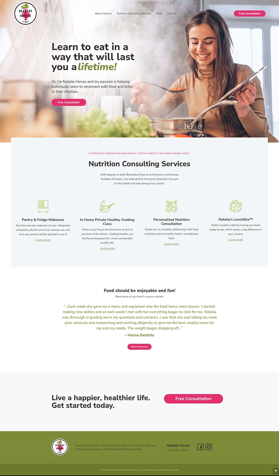 nutritionist website design new braunfels screenshot